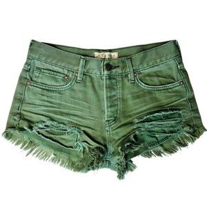 Green Denim Jean Shorts